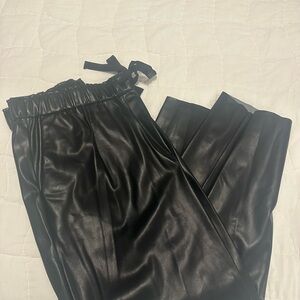 DKNY Black Faux Leather Joggers
